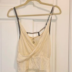 Cream Free People tank top with back detail and adjustable straps